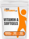 BulkSupplements.com Vitamine A 10000 UI Softgels - Vitamine A Palmitate de rétinyl, Pills de vitamine A - Supplément de vitamine A, Suppléments pour les yeux - Sans gluten, 1 Softgel par portion, 100 Softgels