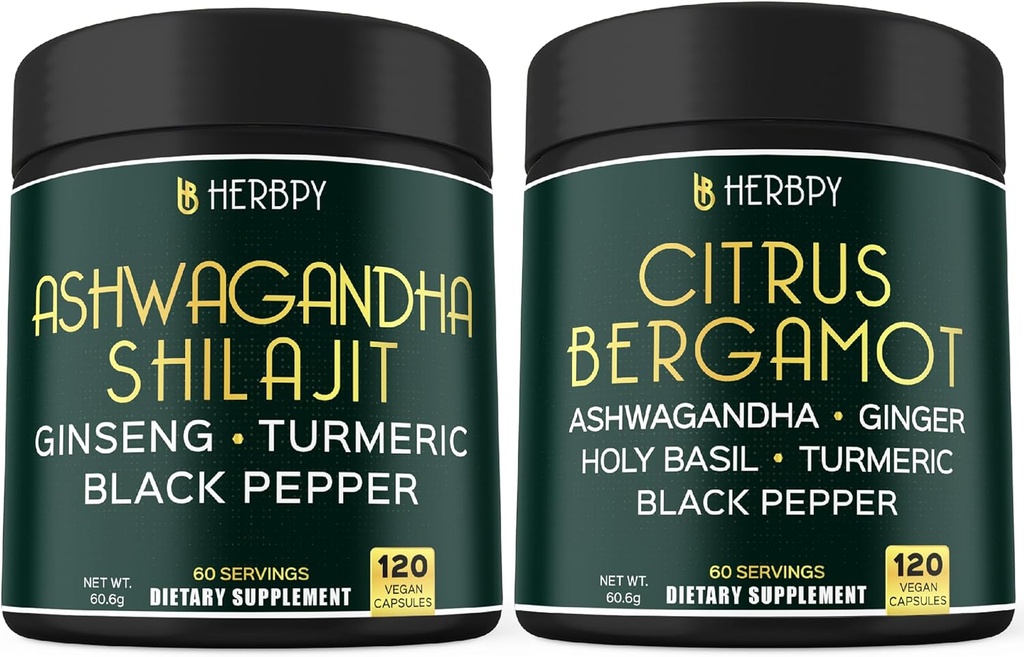 Bundle 5in1 Ashwagandha Shilajit & 6in1 Citrus Bergamot Supplements