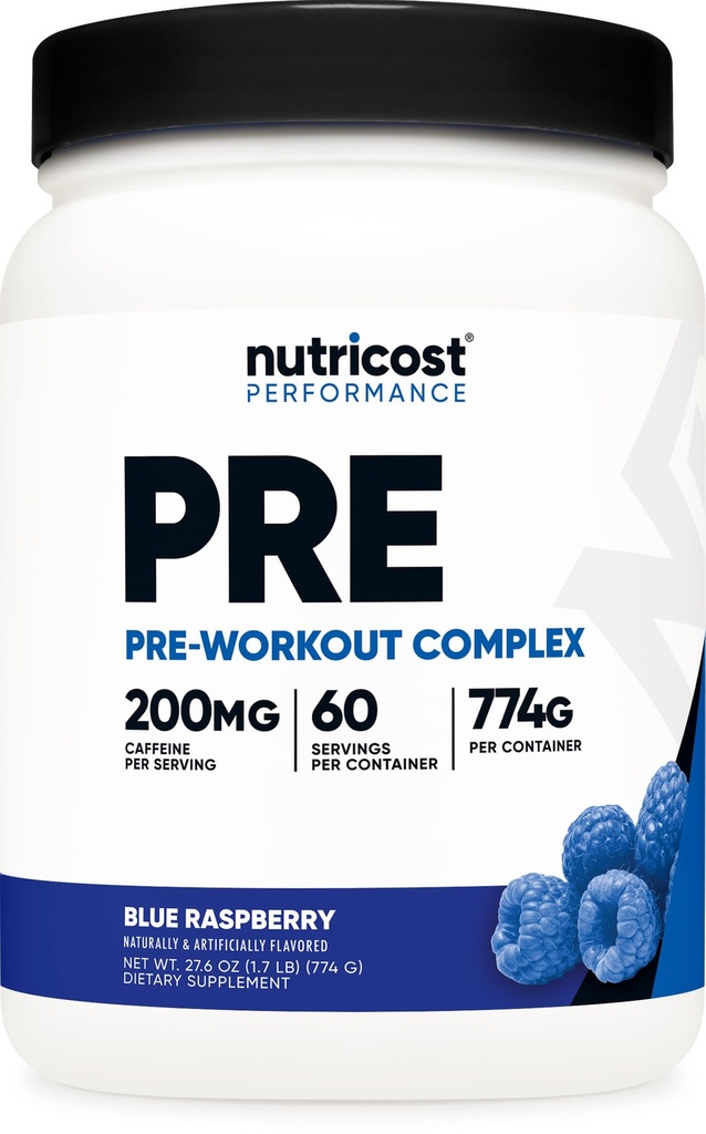 Nutricost Pre-Workout Complex Powder (60 Servings, Blue Raspberry) - Pre-Workout Supplement with Beta-Alanine, Taurine & Amino Acids