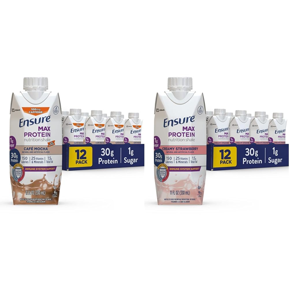 S'assurer que Max Protein Liquid Shake Nutritional avec 30g de protéines et Max Protein Nutrition Shake avec 30g de protéines, 1g de sucre, High Protein Shake, Fraise crémeuse, 11 fl oz, (paquet de 12)