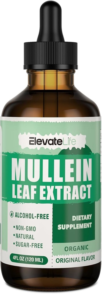 Gocce di Mullein per polmoni - Lung Cleanse & Detox - Vegan Mullein Leaf Extract Liquid Tincture, Supporto per Respiratorio, Immune, Sistema Digestivo, Natural Herbal Supplement, Non-GMO,4 FL OZ