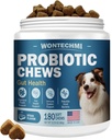 Probiotici per i cani, migliorare Itchy pelle orecchie prurito, salute del fegato, equilibrio del lievito, alleergie, immunità, probiotici del cane e enzimi digestivi con prebiotici, ridurre la diarrea (180 chews, bistecca)