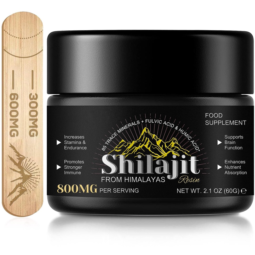 Shilajit Pure Himalayan Resin, Pur Shilajit avec 85+ Trace Minerals & Fulvic Acid for Energy et Immune of Men and Women 2,1 OZ (4 mois d'approvisionnement)