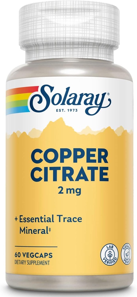 Solaray Biocitrate Copper Supplemento, 2mg | 60 Count