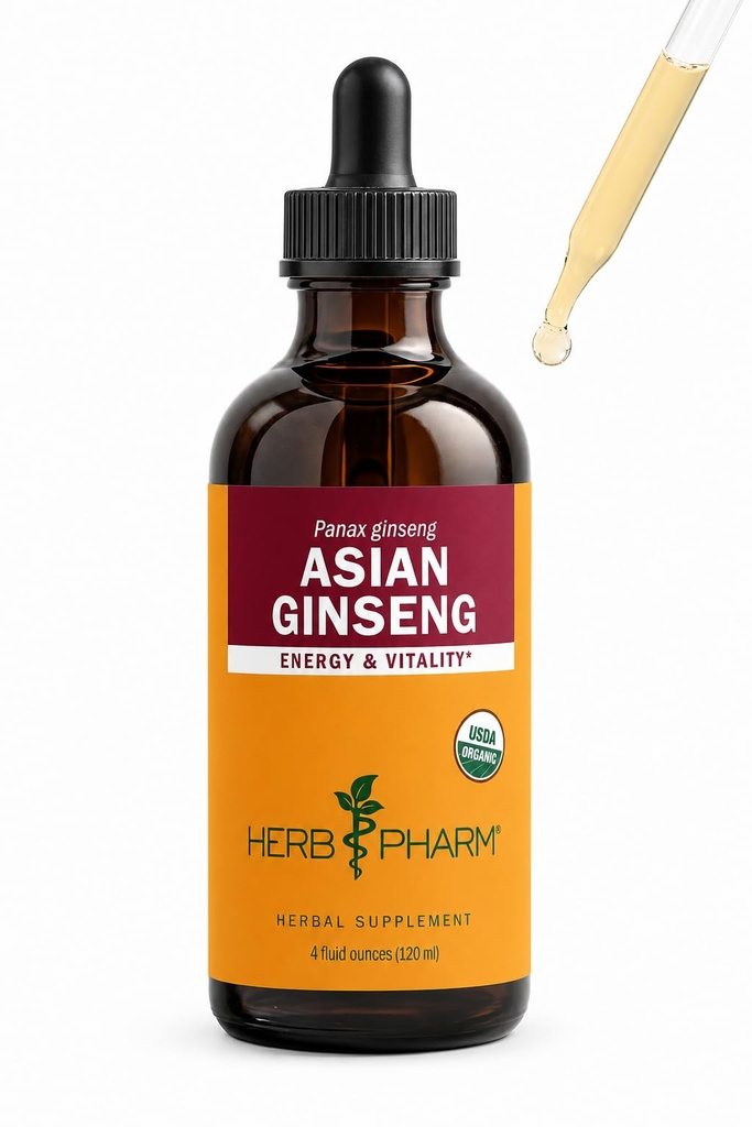Herb Pharm Asian (Panax) Extrait liquide de ginseng pour l'énergie et le soutien de l'endurance - 4 Once