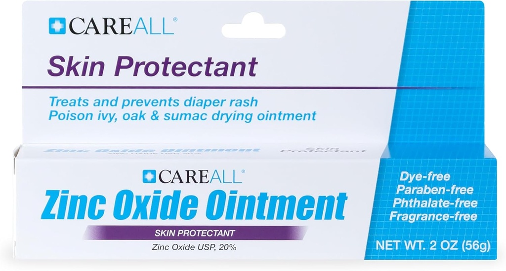 CareAll Zinkoxid 20% Haut schützende Barriere Salbe 2 oz, Relieves, Treats und verhindert Minor Hautreizungen aufgrund von Diaper Rash. Hilft beim Versiegeln von Nassness. Schützt Chafed Skin.