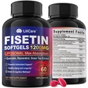 Fisetin-Ergänzung - Liposomal Super Absorption 98% Pure 1200mg mit Quercetin, Resveratrol, Grüner Teeextrakt für gesundes Altern & Langlebigkeit, Hautgesundheit, Gehirn & Antioxidans - 60 Softgels