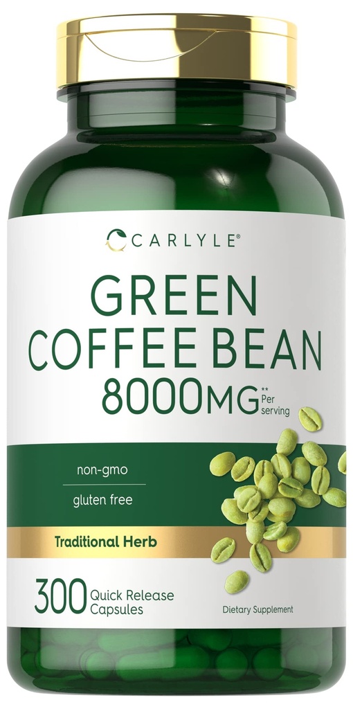Carlyle Green Coffee Bean estrarre | 8000 mg | 300 capsule | Non OGM e Gluten Free Formula | Integratore Herb tradizionale
