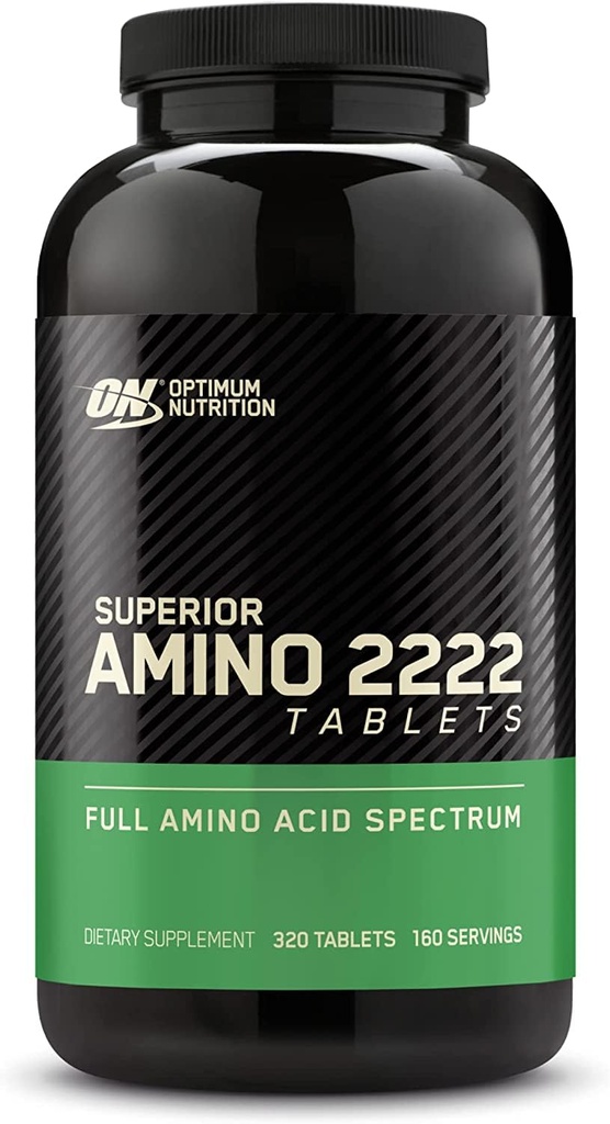 Optimum Nutrition Superior Amino 2222 Comprimés, Acides aminés essentiels complets, AAE, 320 Compte