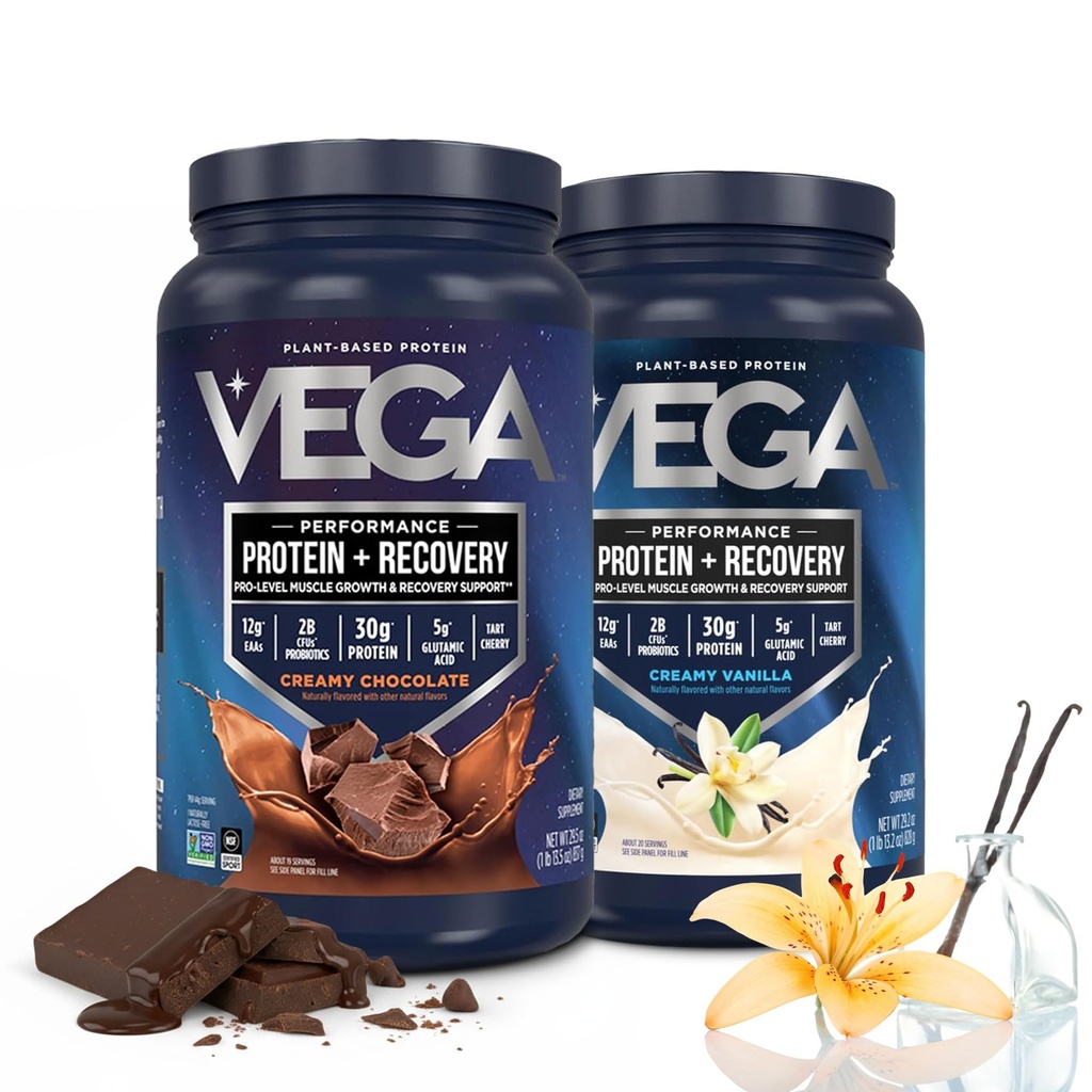 Vega Sport Premium Protein Powder Bundle, Schokolade + Vanille, Pflanzenbasierte Protein-Pulver Post Workout - Certified Vegan, Vegetarisch, Keto-Friendly, Glutenfrei, Molkefrei, BCAA Aminosäuren