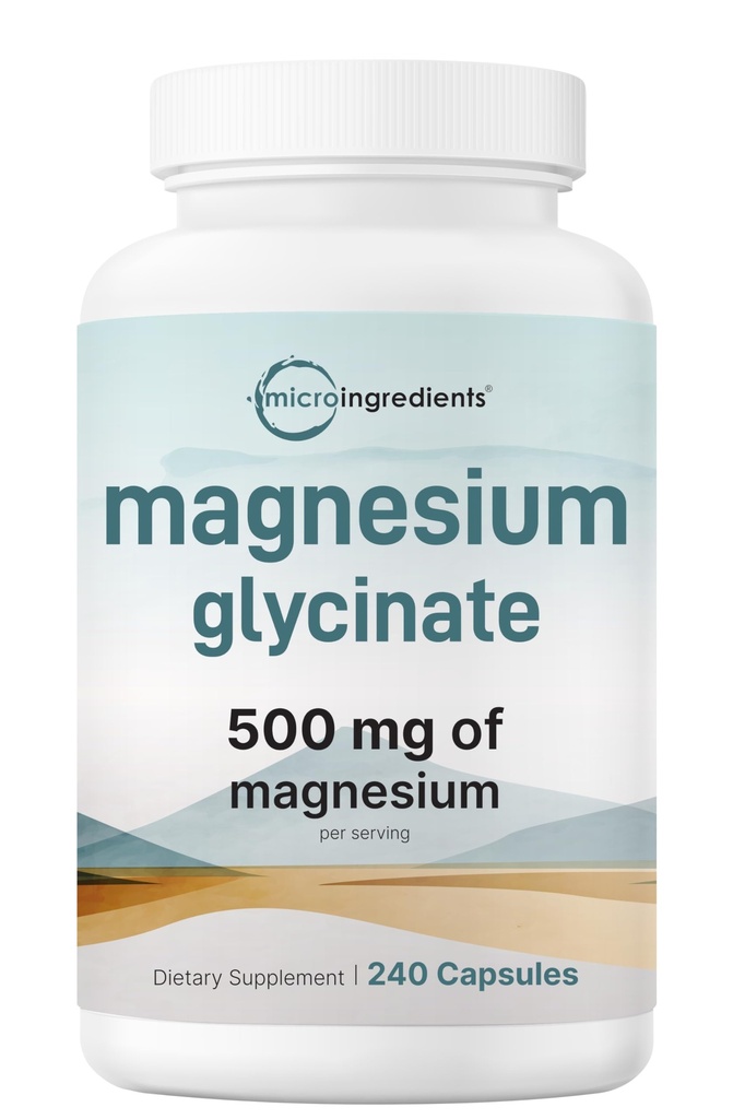 Magnesio Glycinate 500mg, 240 capsule | 100% Chelated for Max Absorption | Supporto per sonno, muscolo, cuore & Nerve Salute | Non OGM