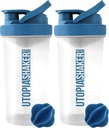Utopia Home Protein Shaker Bottle - (Pack von 2) 28-Ounce Shaker Flaschen Für Protein Mixes - Fitness Sports Classic Protein Mixer Shaker Bottle (Clear/Navy)