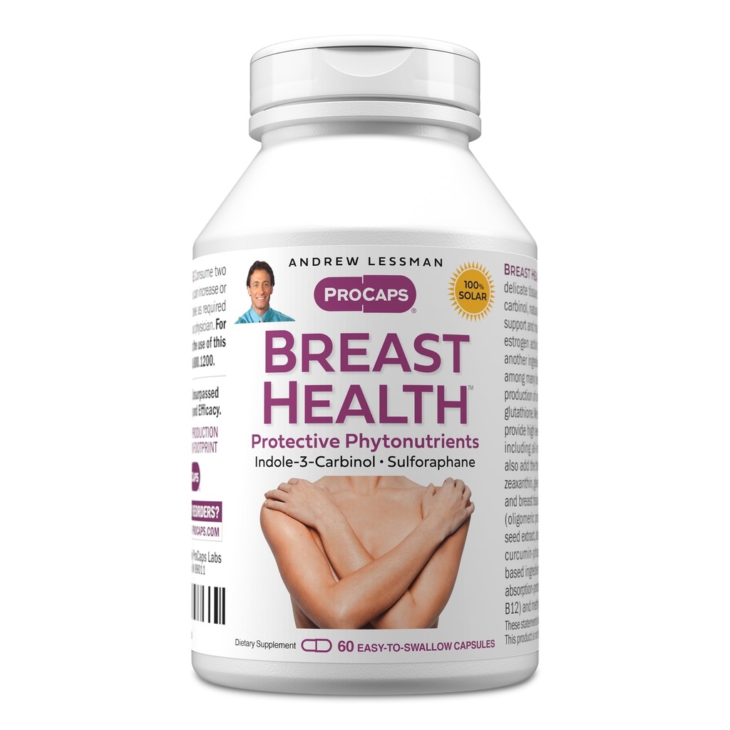 ANDREW LESSMAN Breast Health 60 Capsules - Fournit des composés protecteurs pour le soutien naturel de la tissu délicate du sein, avec Indole-3-Carbinol, Sulforaphane, Extrait de thé vert, et plus