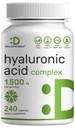 Offre supplément Acid Hyaluronique Suppléments 1 500mg – 240 Capsules, avec MSM et vitamine C – Pure 95%.