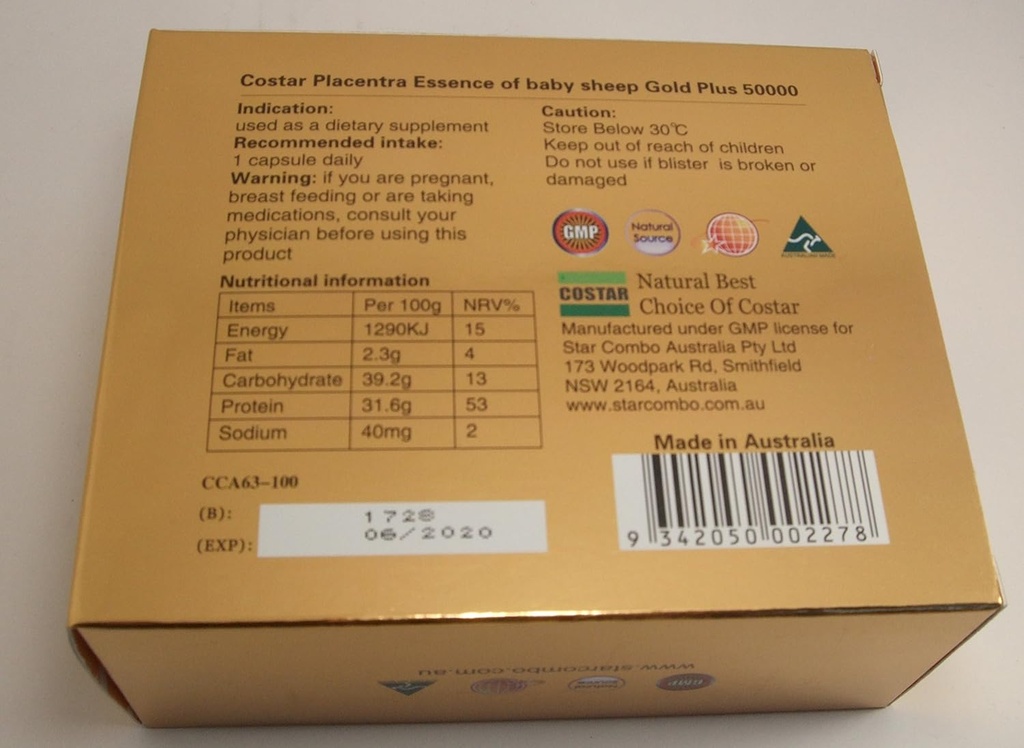 Estratto di placenta di pecore Alta Strengh Oro Plus 50000mg Baby Sheep Essence 100 capsule australiani Made