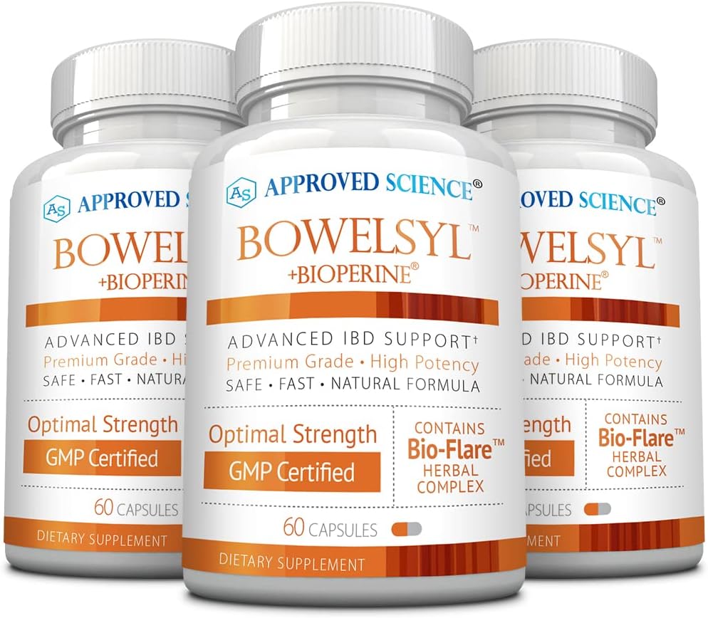 Genehmigte Wissenschaft Bowelsyl - 360 Kapseln - Unterstützt GI Tract, Beruhigt Colon, Restores Nährstoffe - Hohe Absorption - All Natural, Non-GMO