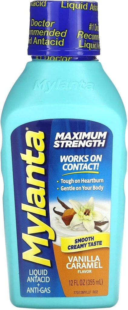 Mylanta Antacid und Gas Relief, maximale Festigkeit Formel, Vanilla Caramel Flavor, 12 flüssige Unze