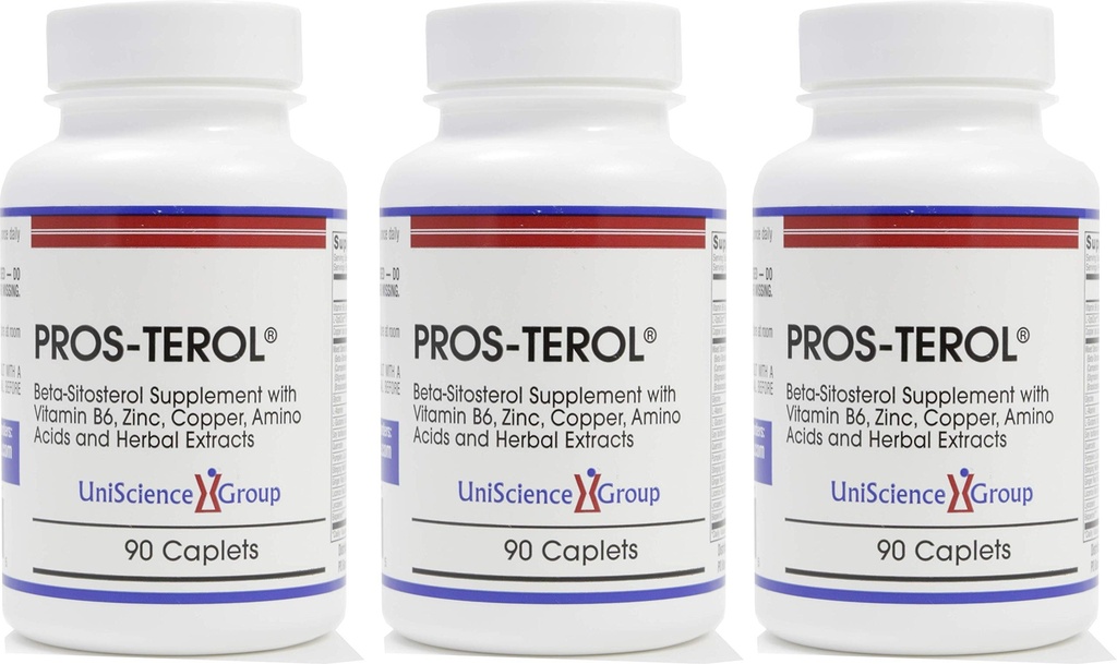 Pros-TEROL (3 Flaschensatz), Prostata Relief mit 900 mg Pflanzen Sterolen mit Kürbis Seed, Stinging Nettle Root, Ginger Root, Licorice Root Extrakte 90 Caplets