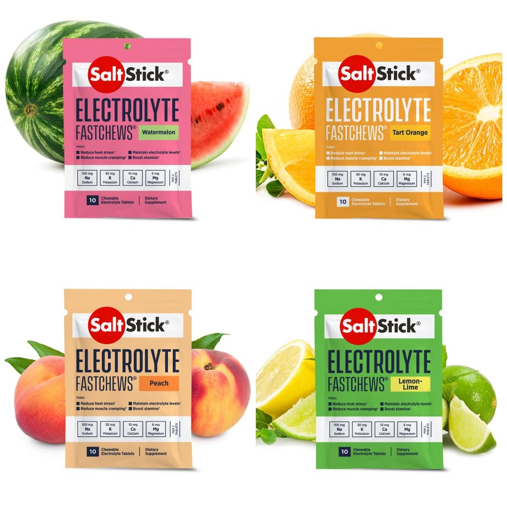 SaltStick Fastchews, Elektrolyt Ersatztabletten für Rehydrierung, Übung Erholung, Jugend & Erwachsene Athleten, Wandern, Sport Erholung, 10ct Vielfalt 4-Pack