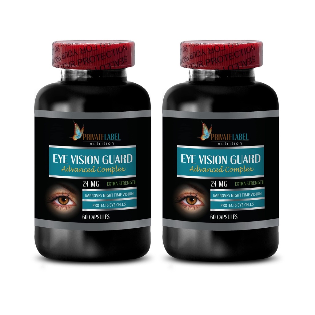 Eye Supplements Lutein - Eye Vision Guard 24 MG - Advanced Eye Complex - Lutein für Augen, Vision Support Complex, Vitamin A, Grape Seed Extract, Vision Pillen für Augen über 50, 2 Flaschen 120 Kapseln