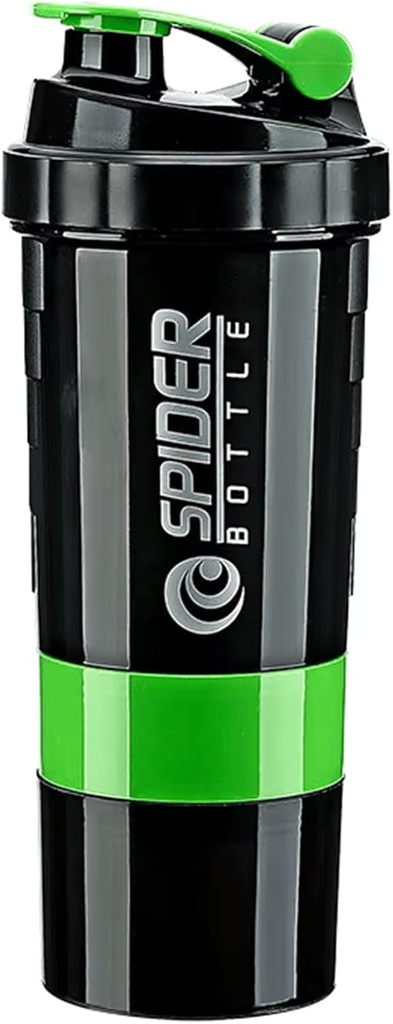Bouteille de Shaker 5 In 1 Protéines - Série Professionnelle Bouteille de Shaker pour Secouer Protéines et Bouteille de gymnastique Pré-entraînement,Avec Entreposage de Poudre, Plateau de Pill, Boule de Mixage, Coupe de Shakes (vert)