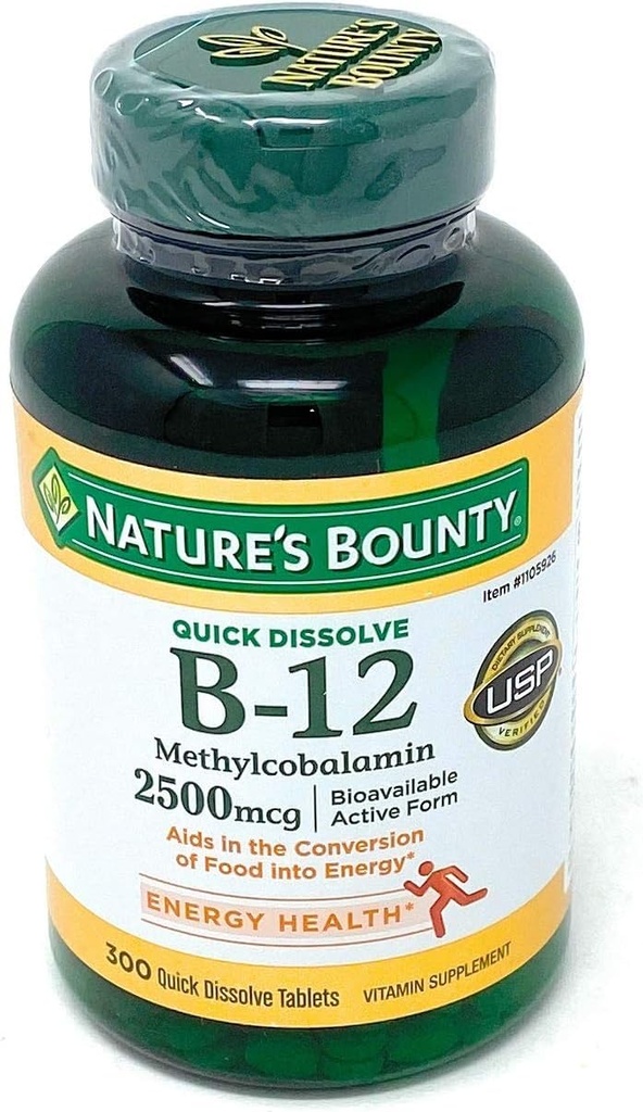 Vitamine B-12 2500 mcg, 300 comprimés à dissoudre rapidement