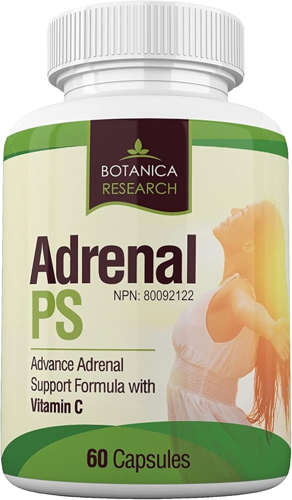 Supplemento di supporto per fatigini surrenali con estratto di erbe di Rhodiola Rosea Premium, L-Tyrosine, Panax Ginseng, Santo Basilio - PS Cortisol Gland Complex per l'insufficienza sanitaria