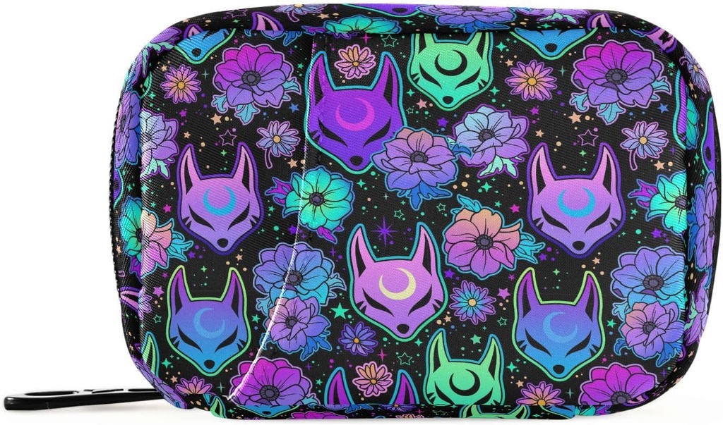 Borsa organizzatore di pillole di viaggio settimanale caso Psychedelic Fox Camellia Purple Portable Small Daily Pill Boxs for Vitamin Fish Oils Supplement Holder con Zipper Dimensioni compatte