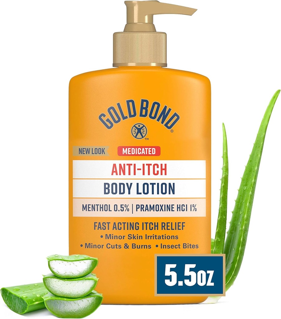 Gold Bond Medicated Anti-Itch Body Lotion 5.5 oz, Steroid Free, Fast Acting Itch Relief