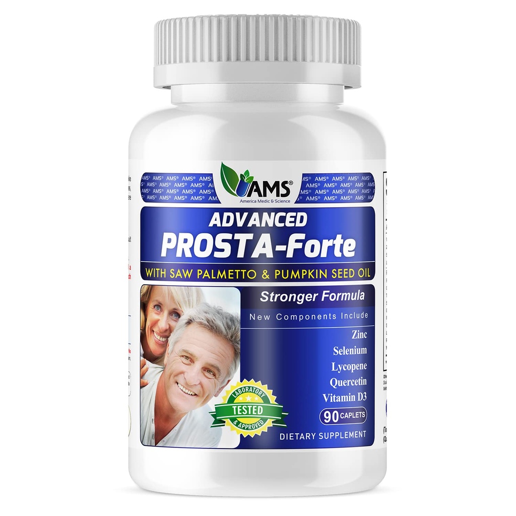 Amerika Medic & Science Advanced Prosta-Forte (90 Caplets) | Prostata Ergänzung für Männer | Diätpillen mit Säge Palmetto Extrakt, Vitamin D3, Zink und Kürbis Öl für verbesserte Prostata Gesundheit