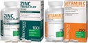 Bronson Vitamin C 1000 mg Premium Non-GMO Ascorbic Säure + Bronson Zink Dreifach Spielen 30 mg Dreifache Abdeckung Immununterstützung Zink-Ergänzung