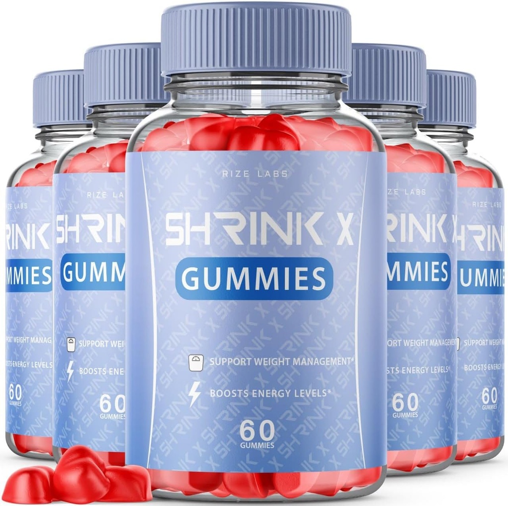 rize labs (5 Pack) Shrink X - Shrink X Gummies Perdita di peso, Shrink X Keto ACV Supplemento, Keto + ACV Gummy, Shrink X Massima resistenza Belly Fat Gomitas, ShrinkX Gummy Bears Recensioni (300 Gummies)