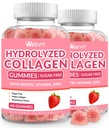 Zuckerfreie Kollagengummis für Frauen, Kollagenprotein Typ I,II,III,V,X mit Biotin Vitamin C D B12, hydrolysierte Collagen Peptide Gummie für Immundigestion Haut Haarnägel Energie Knochen