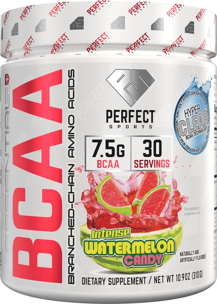 PERFECT SPORTS Essential BCAA Hyper Clear | KaNa-SolTM Technologie 7.5 7.5g Vegan BCAAs | Zero Sugars, Carbs oder Calories | 30 Servietten (Watermelon Candy)