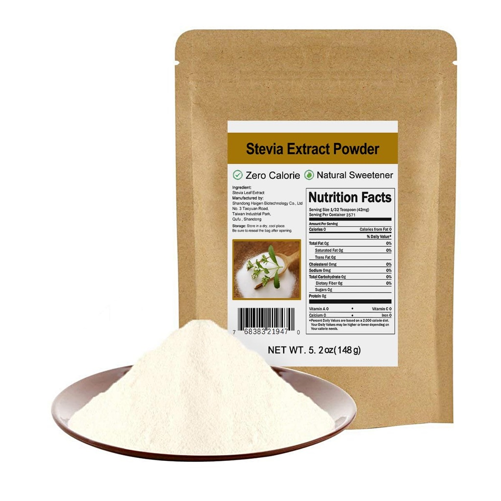 Reines Stevia-Extrakt-Pulver ohne Erythritol 5.2oz(148g) - Hochkonzentriertes Stevia-Pulver-Süßungsmittel, Zero Calorie, keine künstliche, natürliche Zucker Alternative