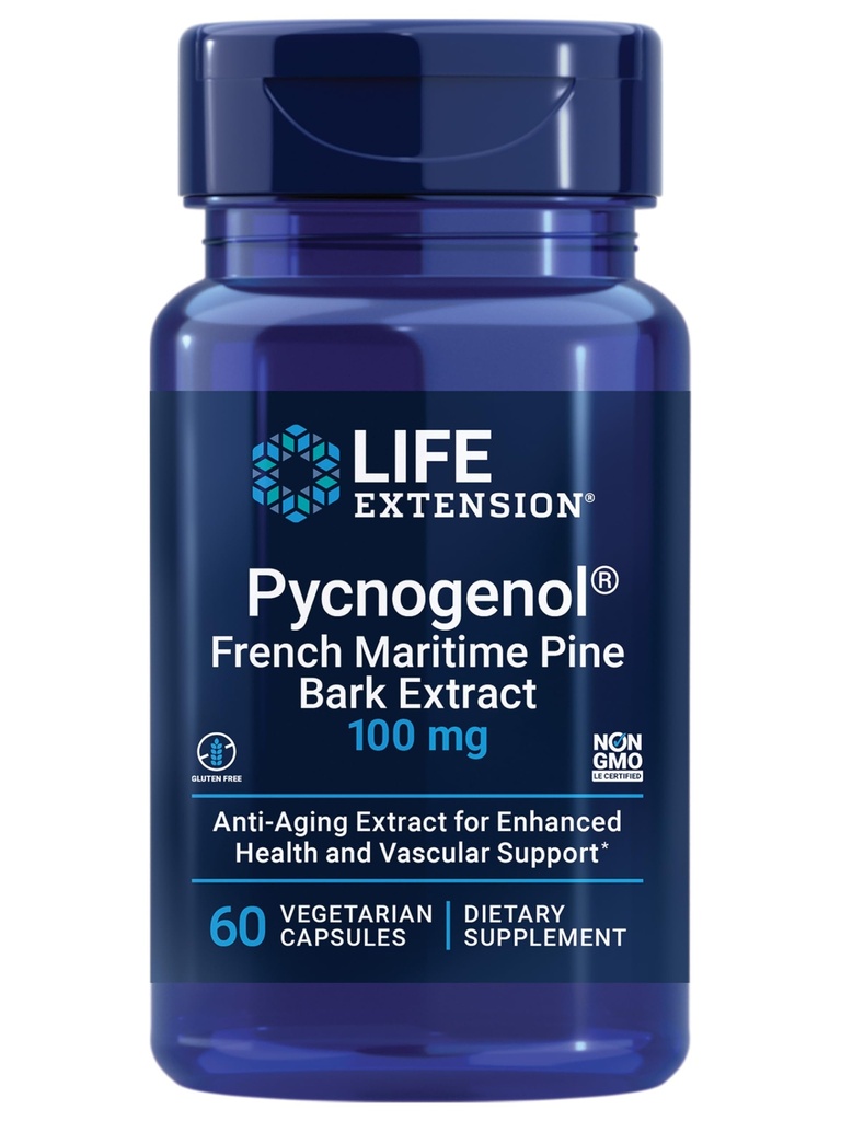 Life Extension Pycnogenol – French Maritime Pine Bark Extract – wissenschaftliche Studierte Healthy Aging & Vascular Health Supplement – Non-GMO, Glutenfrei, Vegetarisch – 60 Kapseln