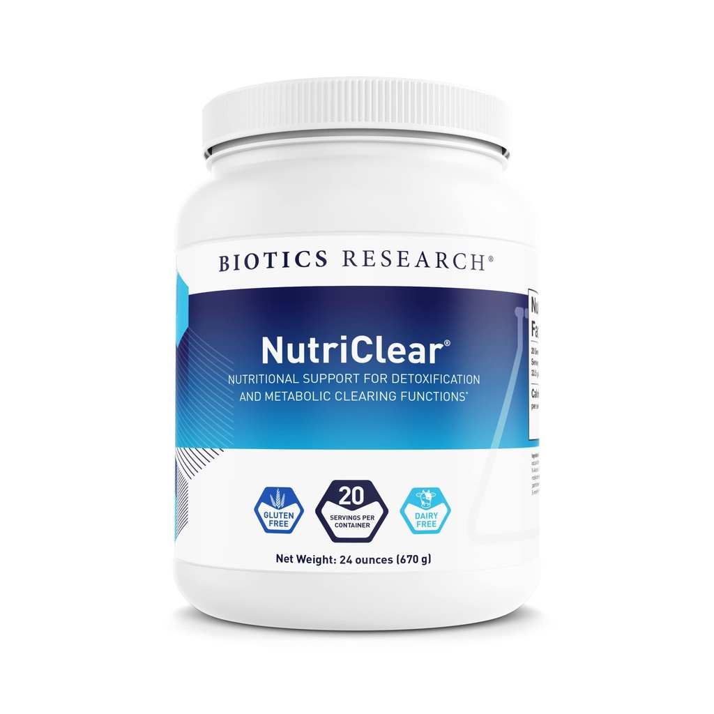 Biotics Research NutriClear® – Pulver, Ernährungsunterstützung für Entgiftung und Metabolic Clearing, Gesunde Körperzusammensetzung, Glutathion, 17g Organische Pea, Mittelkette Triglyceride 24 Oz (670 g)