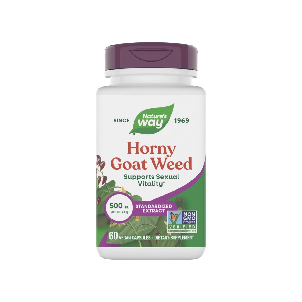 Via della natura Horny Goat Weed Premium Estratto di vitalità sessuale, * Non OGM, Vegan, 60 capsule
