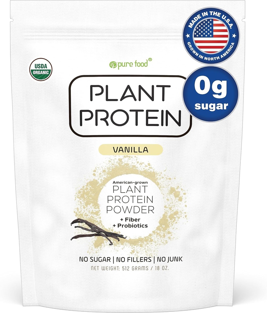 Pure Food: Polvere proteica a base vegetale con probiotici | Organici, puliti, tutti naturali, vegani, vegetariani, tutto Superfood Integratore nutrizionale con No Additivi | Keto (Vanilla)