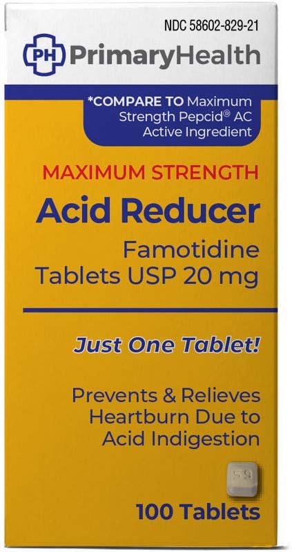 Réducteur d'acide de résistance maximum Famotidine 20mg Comprimés, 100Conte