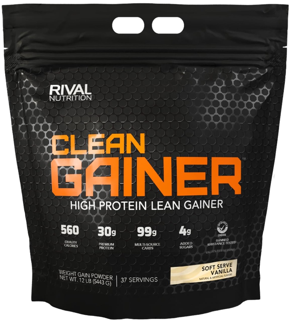 RIVAL NUTRITION Gainer propre - Servir doux Vanille 12lb