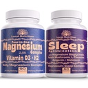 Natural Sleep Aid Magnesium Complex Bundle - Premium Sleep Support Supplement and Magnesium Supplement - One Month Supply, Made in Italy