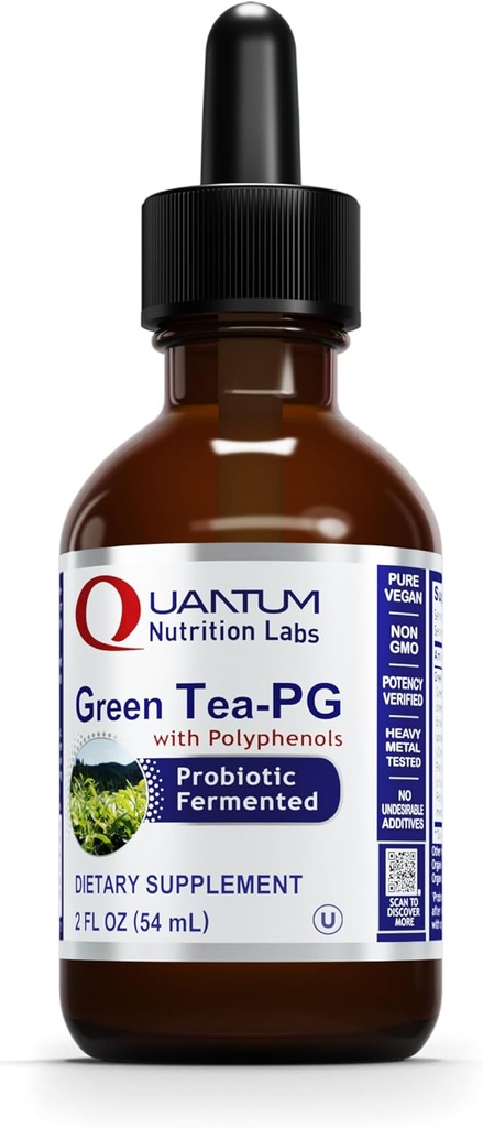 Quantum Nutrition Labs Green Tea-PG - Green Tea Extract Liquid, Green Tea Drops, Camellia Sinensis Supplement, Phytonutrient & Antioxidant Unterstützung für Männer & Frauen - 2 Fl Oz