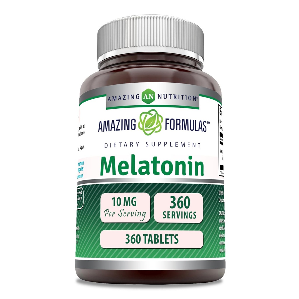 Incredibile Formulas Melatonin Supplemento | 10 Mg per Serving | 360 compresse | Non-GMO | Gluten-Free | Made in USA