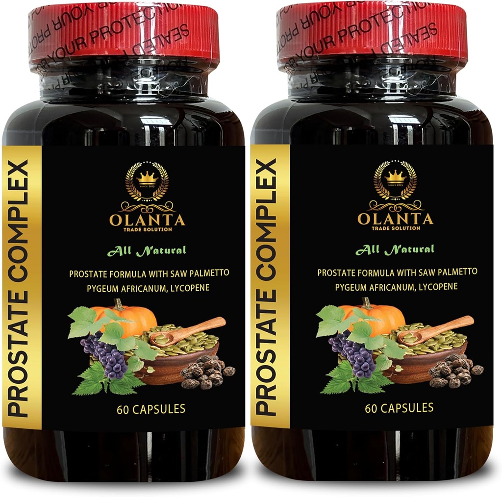 Prostate Complex All Natural - Boron pour la prostate, Soutien nutritionnel pour la prostate, Capsules de la prostate, Vitamines de santé de la prostate, Extrait de Pygeum africanum, Extrait de graines de raisin - 2 bouteilles