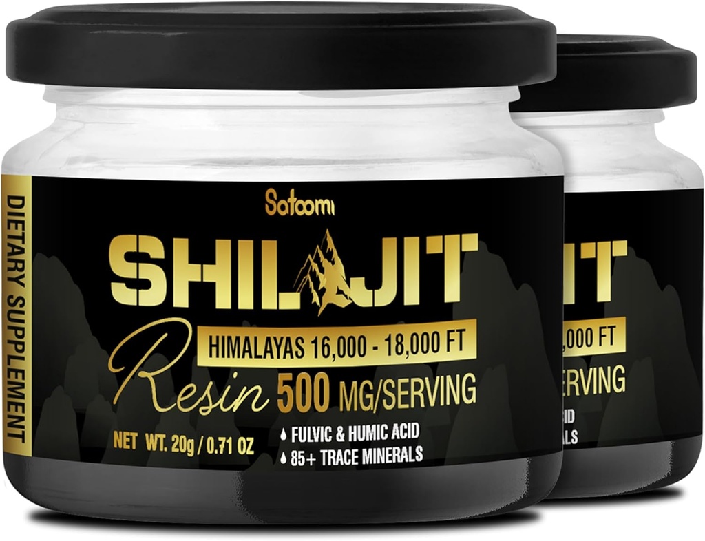 Shilajit Pure Himalayan Organic mit Fulvic Säure, Huminsäure und 85+ Trace Minerals - Unterstützung für Energieproduktion, Immunsystem & Kognitive Gesundheit - 2Packs 20g für 80 Portionen