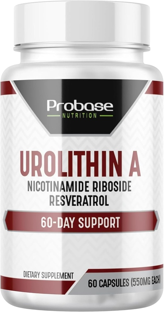 Nutrition Probase Urolithine A - [approvisionnement de 60 jours] - avec ajout de NR et de resvératrol - Alternative à NMN, NAD, CoQ10, QP pour un vieillissement en santé
