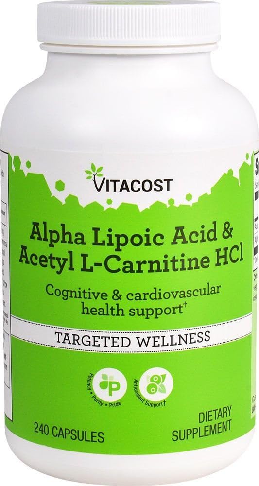 Vitacost acide alpha lipoïque et acétyle L-Carnitine HCl -- 700 mg - 240 capsules
