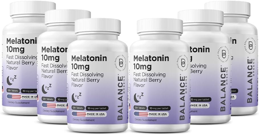 Balancebreens Melatonin 10mg Fast-Dissolve, 120 compresse – Sostegno naturale per le notti riposanti, Supporto per il relax e la tranquillità