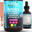 Supplément de drainage lymphatique biologique -Drops de soutien lymphatique-Drops de la racine de bardane Echinacea Elderberry Dandelion Astragalus Lait Thistle Sea Moss Red Clover Cleanse Marigold Drop by Clean Nutra